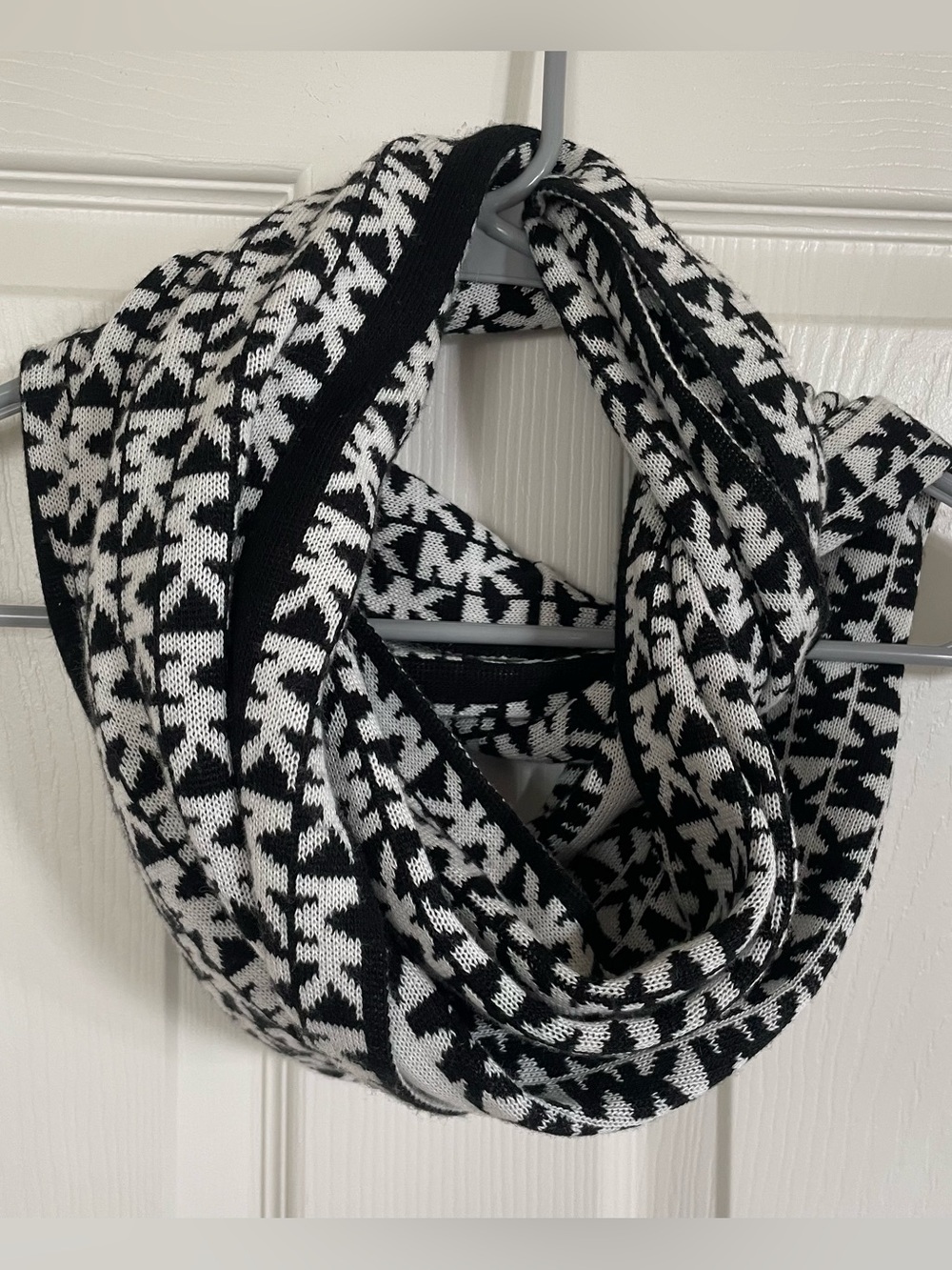 Michael Kors Black and White MK Logo Infinity Scarf